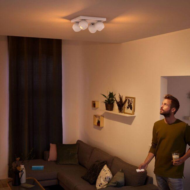 Philips Hue Buckram 4-pl. stmievač biely