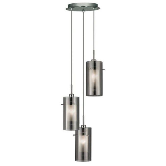 Závesná lampa Duo 2 dymové sklo/chróm okrúhla 3-pl