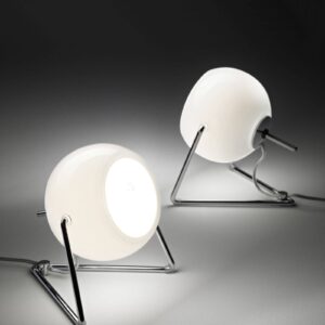 Fabbian Beluga White sklenená stolná lampa Ø 9 cm