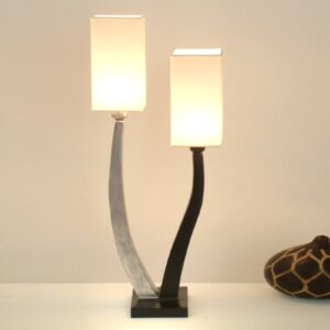 Stolná lampa Quadrangolare 2pl. strieborná/čierna