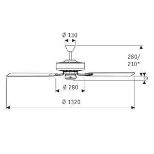 Stropný ventilátor Classic Royal 132 chróm/buk