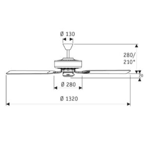 Stropný ventilátor Classic Royal 132 hnedý/orech