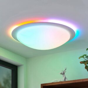 Lindby Aurela stropné LED svetlo CCT RGB Ø 58