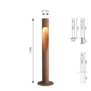 Louis Poulsen Flindt uzemnené 110 cm corten