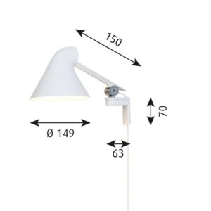 Louis Poulsen NJP nástenné LED rameno krátke biele