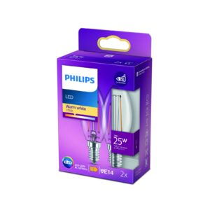 Philips LED sviečka filament E14 2W 2700K 2 kusy