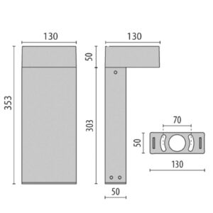 Sivé LED osvetlenie soklov Mimik 10 Post 300 3 000K