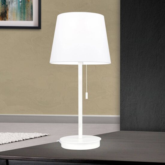 Stolná lampa Ludwig s USB portom biela