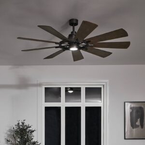 Stropný LED ventilátor Gentry biela/orech tmavá